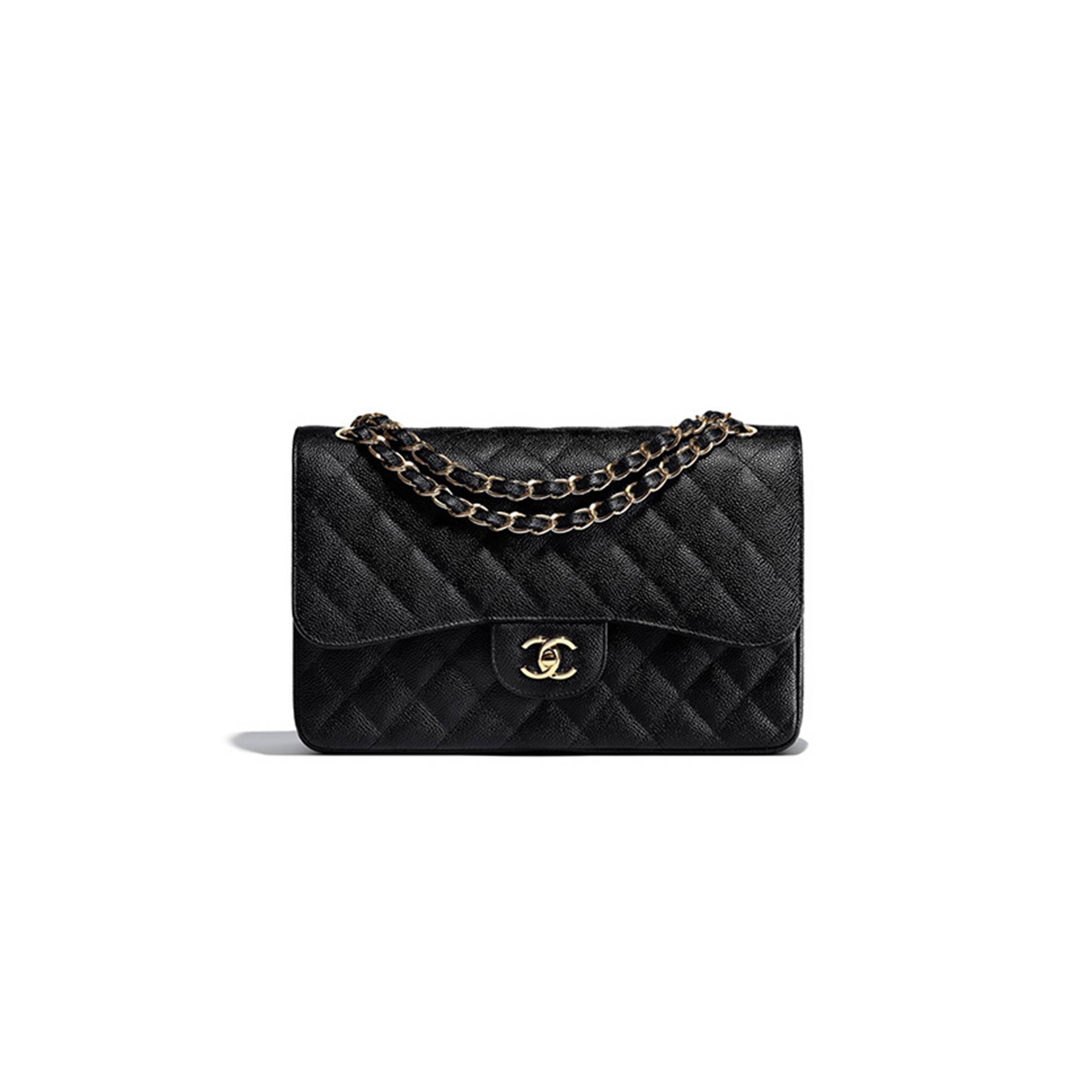 CHANEL MASTER CLASSIC FLAP JUMBO30 BLACK LARGE CLASSIC HANDBAG GOLD BUCKLE A58600 (30*19.5*10cm)